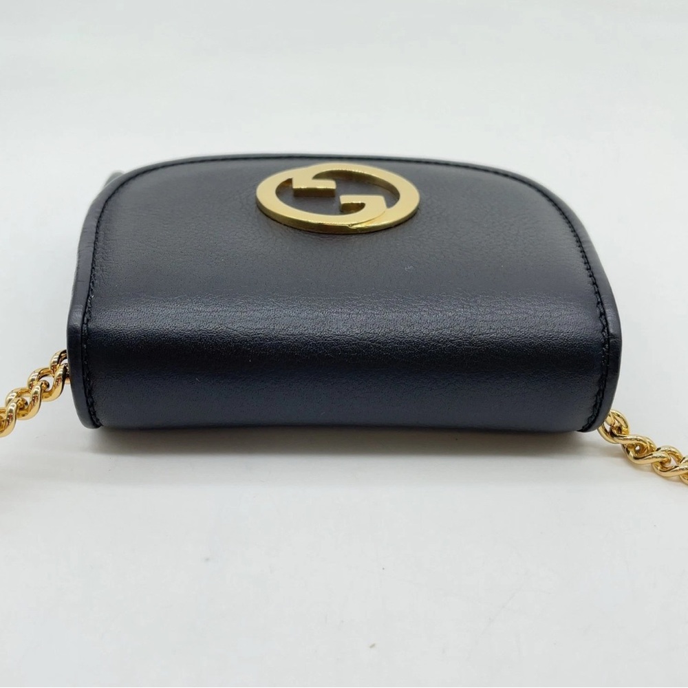 Auth Gucci Interlocking G Blondie Black Leather Chain Wallet & Dust bag - Picture 5 of 16
